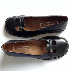 Directives-Black Leather "Christy" Low Heel Shoes